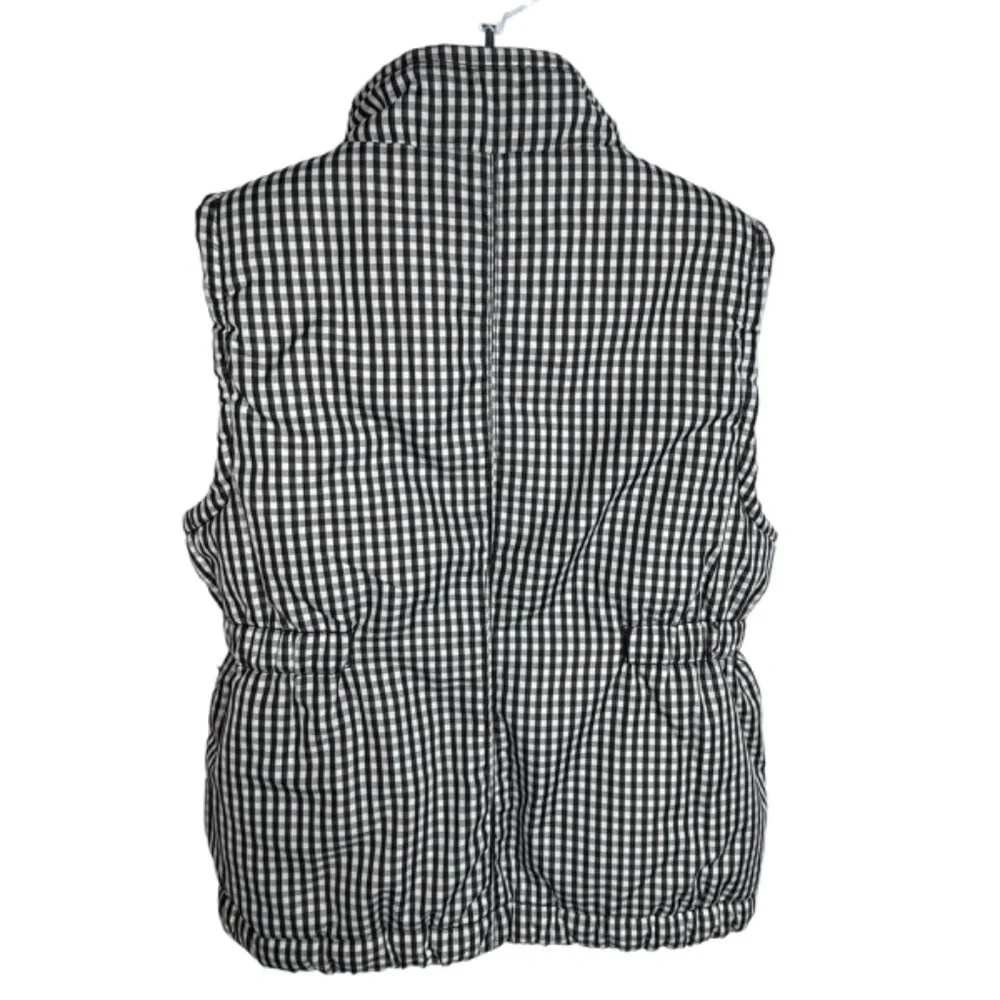 GAP Kids Girls Vest Jacket Black White Gingham Sherpa Lined‎ Zip Up Sleeveless